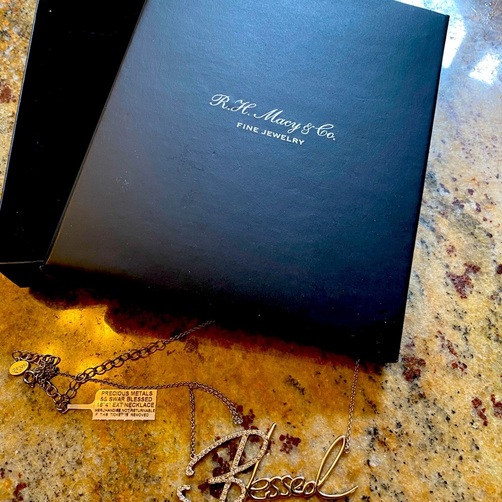 Platinum over sterling silver“Blessed” necklace